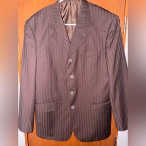 MENS Vittorio St.Angelo Brown Striped 4 Button 2pc Suit Sz.40R
